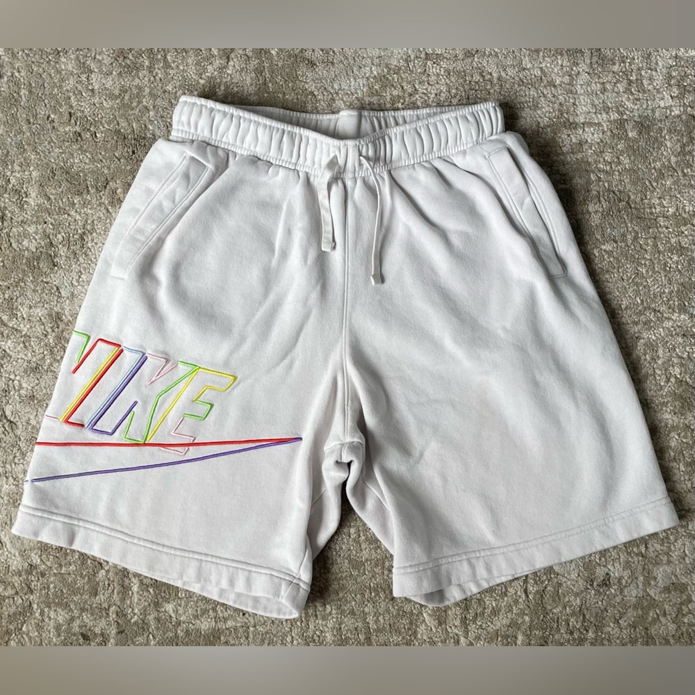 Nike light cream unique neon embroidery Y2K summer sweat shorts - SIZE M